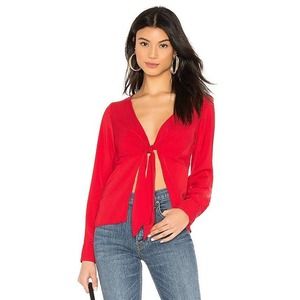 Super Down Revolve Rita Red Tie Front Top Y2K 90s cropped shirt